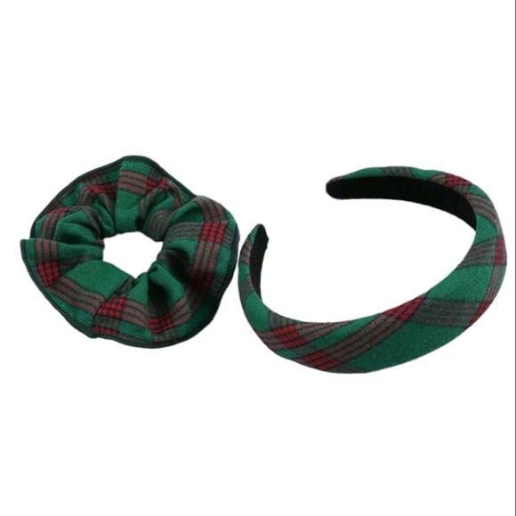 Christmas Plaid Scrunchie & Headband - Picture 1 of 3